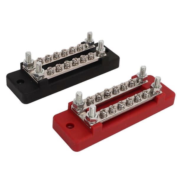 Stud Power Distribution Block Rustfrit Stål Fordelingsterminal Studs Blok til Bil Marine Båd 150A 300V Sort Rød