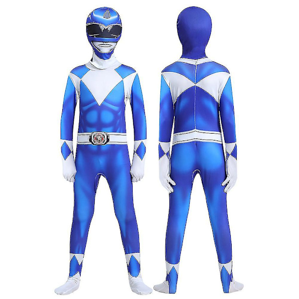 Power Rangers Cosplay -asu Haalarit Bodyt Supersankari Lasten Poikien Halloween Juhlat Hienot Asut Blue 6-7Years