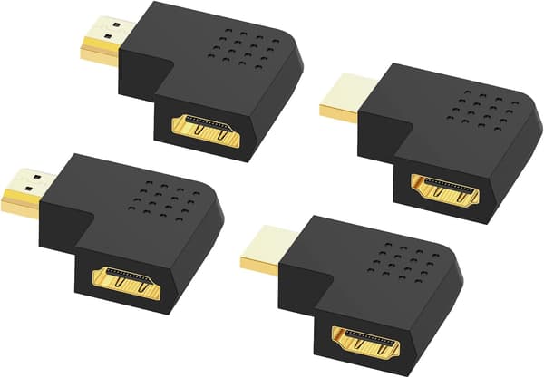 4-pakkauksen litteä HDMI-sovitin, 90 asteen kulmassa oleva pystysuora litteä HDMI-sovitin