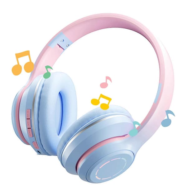Trådløst Gaming Headset Gradient BT5.2 Forbindelse Bløde Ørepuder Farverige Lys Spil Headset til Stationær Bærbar Blå