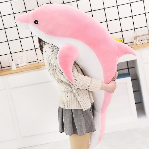 1 stk 30-160cm Stor Utstoppet Delfin Blå Rosa Plysjleketøy Hav Ocean Akvatisk Dyr Barn Plysjdyr Dukke Gutter Jenter Bursdagsgave Pink 160cm