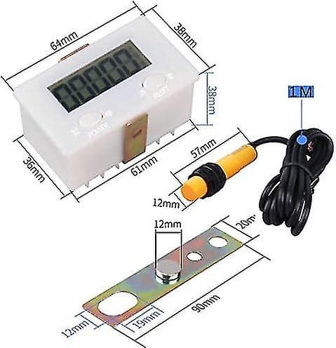 Digital 0-99999 Räknare 5 Siffror Plus Upp Mätare + Närhetssensor Sensor Med Magnetisk