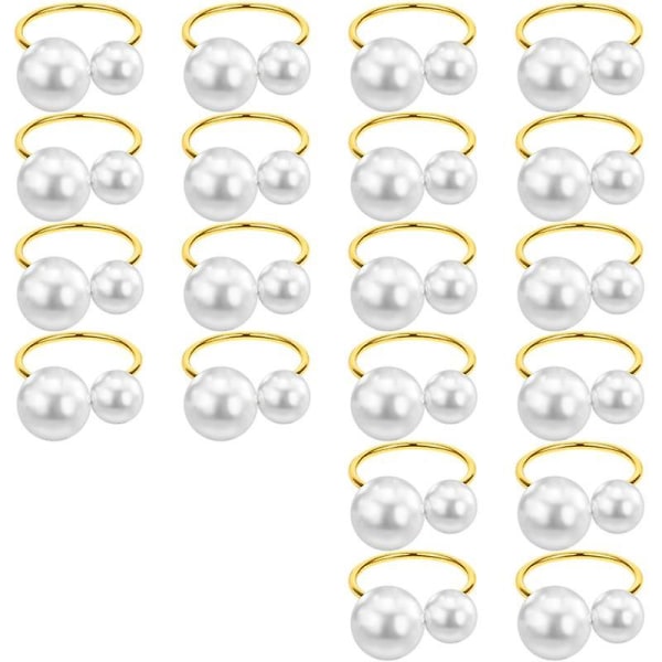 20-pack Pärl servettringar set guld servettspännen