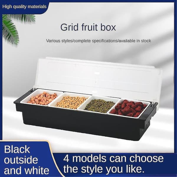 Abs Bar Disk Split Cell Fruktlåda Multi Grid Hållbar Frisk Smaksättning Låda Hem Förvaring Korg Svart Multi Cell Plast