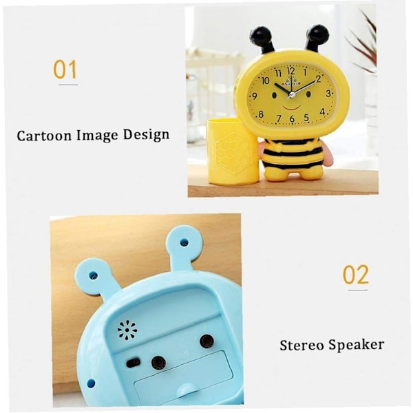 Cartoon Bees Alarm Clocks Multi Functional Pen Holder Timepiece f qd