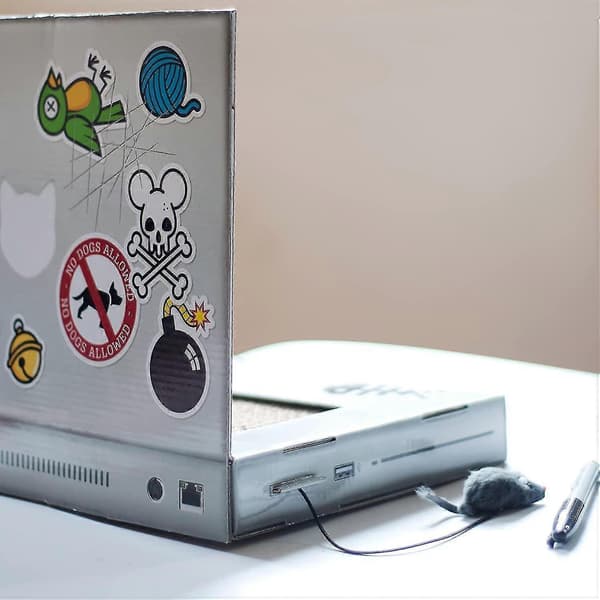Katteskraper Laptop Interaktive Katteleker Klorebrett i Papp Katteleker Gaver Utstyr