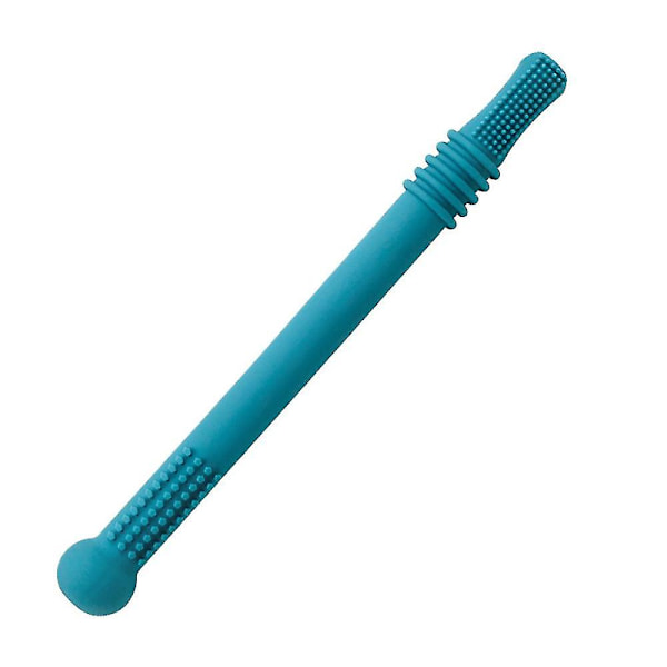 Baby Teething Tubes, Pack Of 5, 6.3 Inches Long, Teething Straws, For Babies Ages 3-12 Months, Food Grade Silicone, Freezer & Dishwasher Safe 1pc Lake Blue