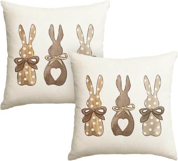 Decorative Pillow Cover with Dots Rabbit Easter Spring 45x45 cm for Sofa Living Room