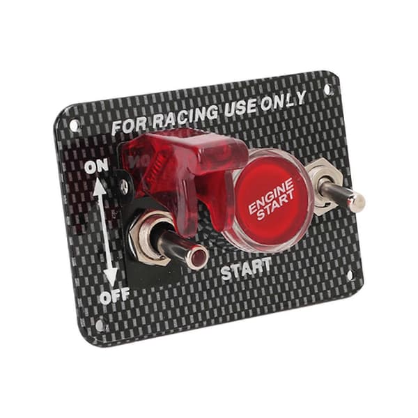 Universal kulfiberstil 12V tændingskontaktpanel aluminiumslegering motorstart trykknap til bil