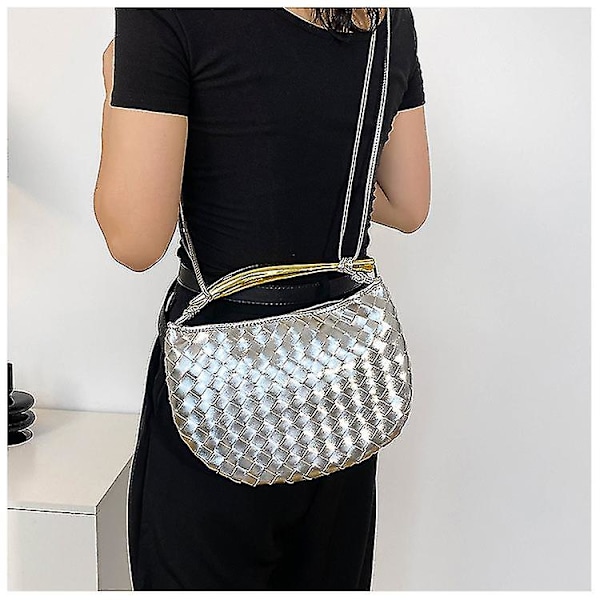 Mini flätad sardinväska, Crossbody-väska för kvinnor, handväska B1679 Gold
