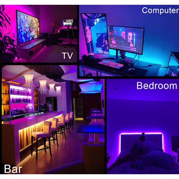 RGB LED-lyslist USB 1/2/3/4/5M LED-lyslist LED-lysstreng, 5V lyslist infrarød 24-knappers fjernkontroll qd 5M