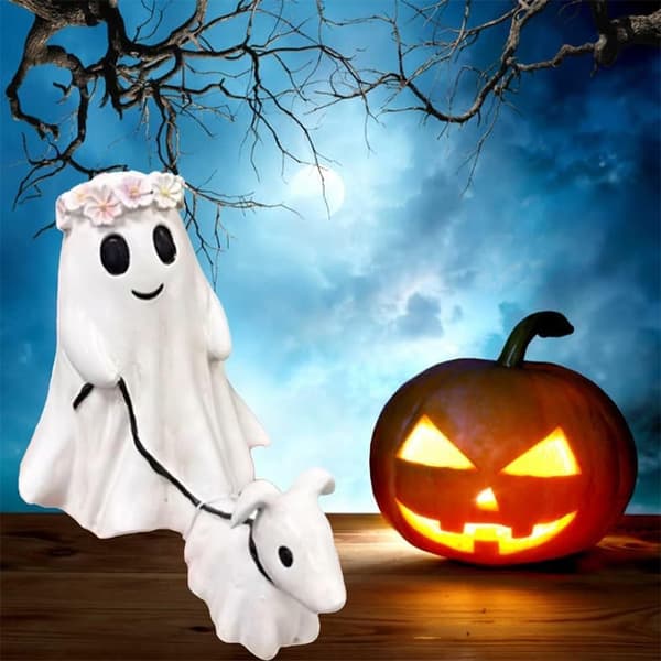 Halloween Spøgelse Hunde Statue Halloween Statuer Spøgelagtig qd B