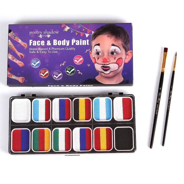 Cosplay ansiktsmålningssats för barnfest och semestersminkning med stencilpalett (D)
