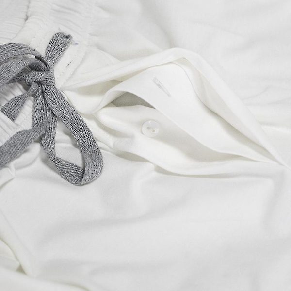 Herr bomulls pyjamas andningsbara enfärgade hemmakläder loungebyxor Grey L