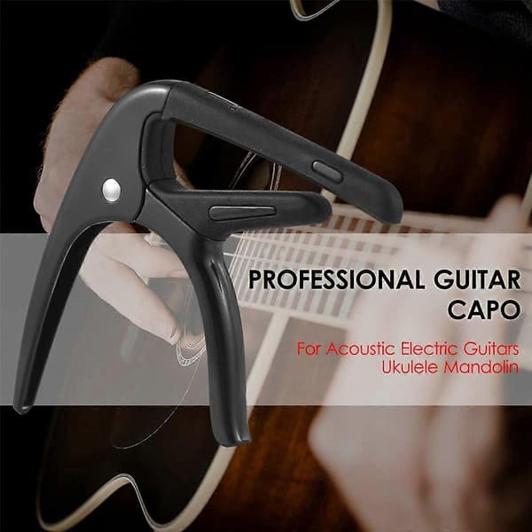 Bärbar gitarrkapo Professionell gitarrtonväxlare med gitarrplektrum för akustiska elgitarrer Ukulele Mandolin B