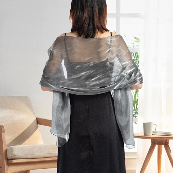 Tunn ljus siden enfärgad klänning sjal brudtärna Cheongsam lång sjal Camel One Size