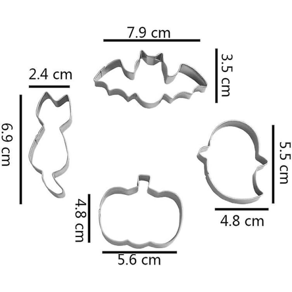 Mini Halloween -keksileikkurisetti - 4 osaa ruostumatonta terästä