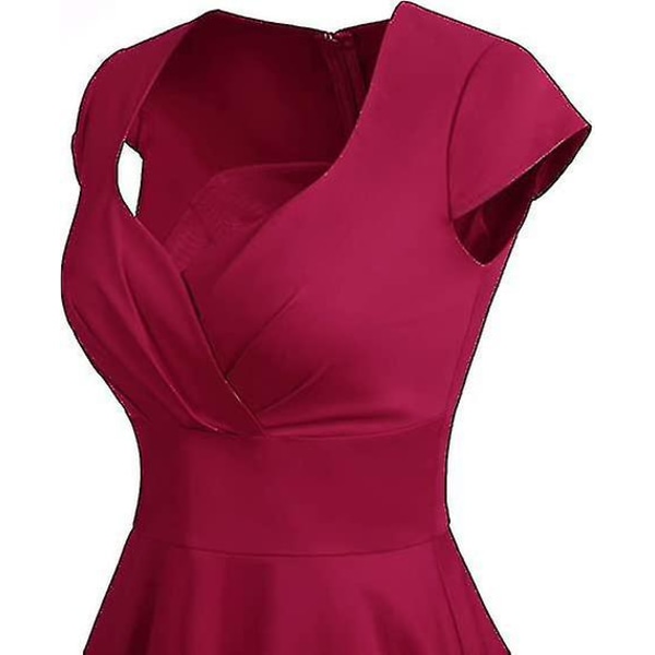 Bbonlinedress Naisten 50-luvun 60-luvun A-linjainen Rockabilly-mekko lyhyillä hihoilla Vintage Swing -juhlamekko -c 2XL