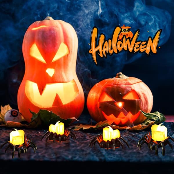 Halloween ljus värmeljus med spindeldesign