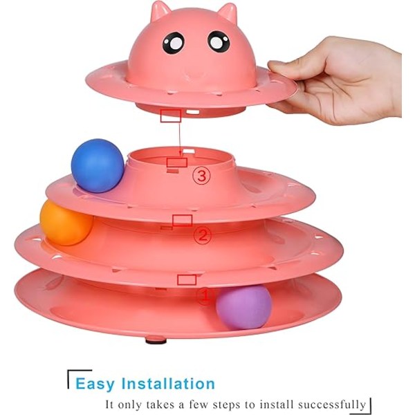 Cat Toy Roller Level 3 Turntable Cat Toy Ball med sexfärgad Ba