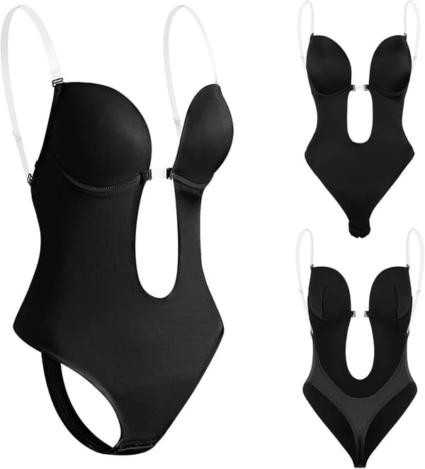 Kvinders Plunge Rygfri Body Shaper BH (Sort), Usynlige Spænder