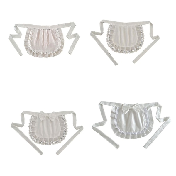 Retro Förkläden Midja Förkläde För Flickor Tight Kostym Vit Bomull Halv Förkläde Fest Heta Off-White