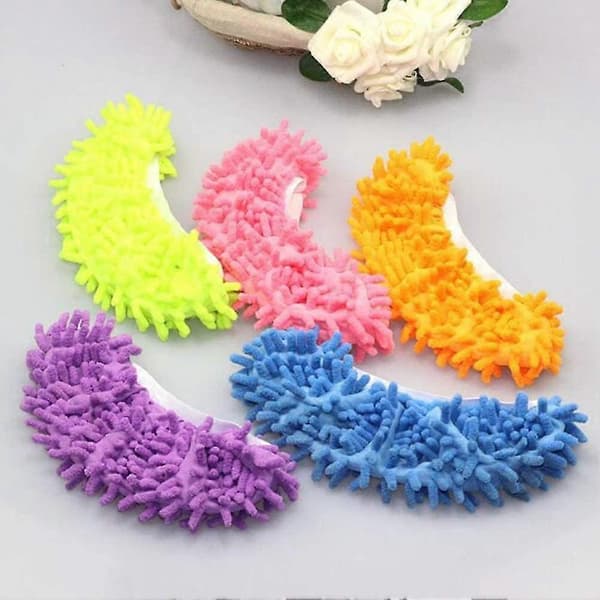 5 Par Mop-Tøfler, Mikrofiber Støvmopp Sko Multifunksjonell Gulvrensing Sko