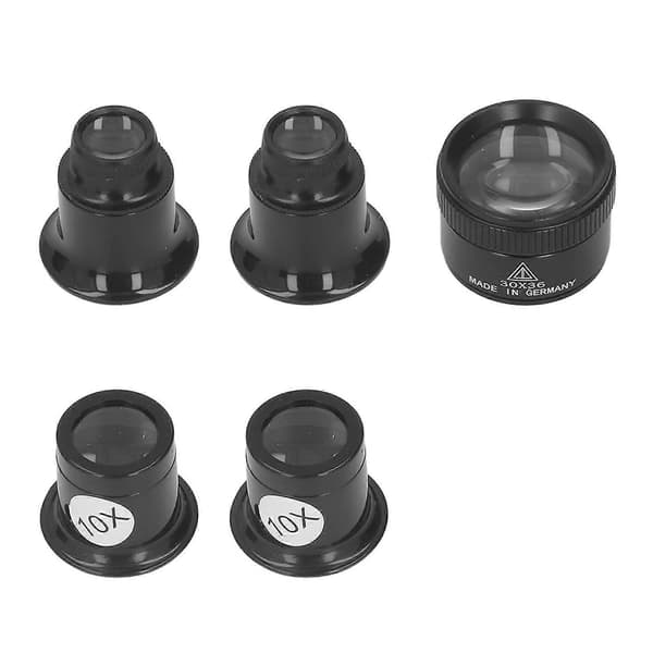 5 stk monokulær lupe 10X 20X 30X 30x36mm multifunksjonell lett bærbar øyeforstørrelseslinse