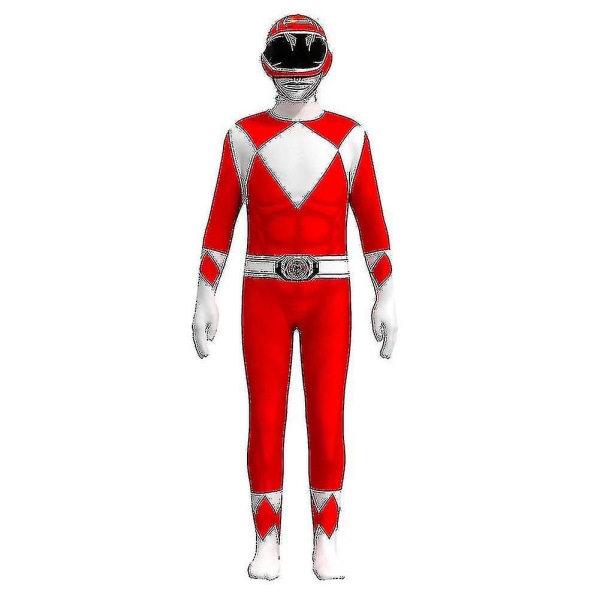 Power Ranger Kostym Vuxen Herr Bodysuit Vuxen Halloween kostym Red 120cm