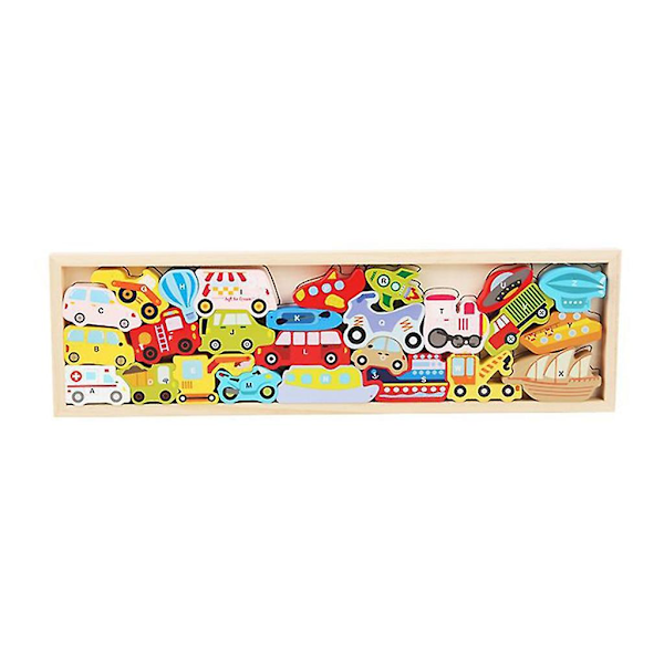 Träpussel med former och bokstäver för småbarn - Utbildande leksak för förskolebarn Farm 3D Puzzle