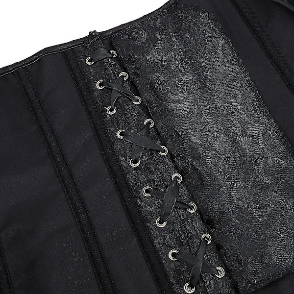 Kelvry Naisten Plus-kokoinen Goth-tyylinen Alusasu Satiini Nyöritys Luilla Tuettu Rintaliivien Päällinen Korsetti Muotoileva Asu Black2 810