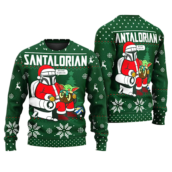 The Mandalorian Santalorian og Baby Yoda Grim Juletrøje Star Wars Glædelig Jul Herre Trøje Efterår Vinter Dame Trøje style 4 qd style 4 4XL