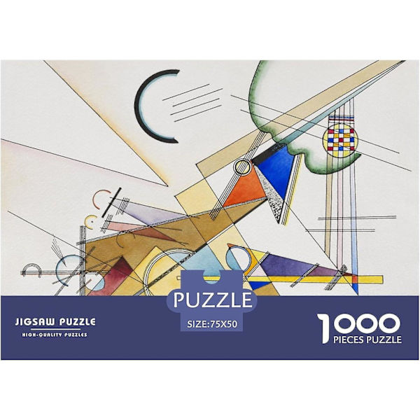 Wassily Kandinsky Puslespil Træ Museum Puslespil 1000 Brikker Verdensberømte Malerier Puslespil til Voksne, KUNST Puslespil Læringsspil Boligdekoration 300 Piece(38x26cm)