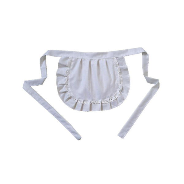 Retro Förkläden Midja Förkläde För Flickor Tight Kostym Vit Bomull Halv Förkläde Fest Het White-White