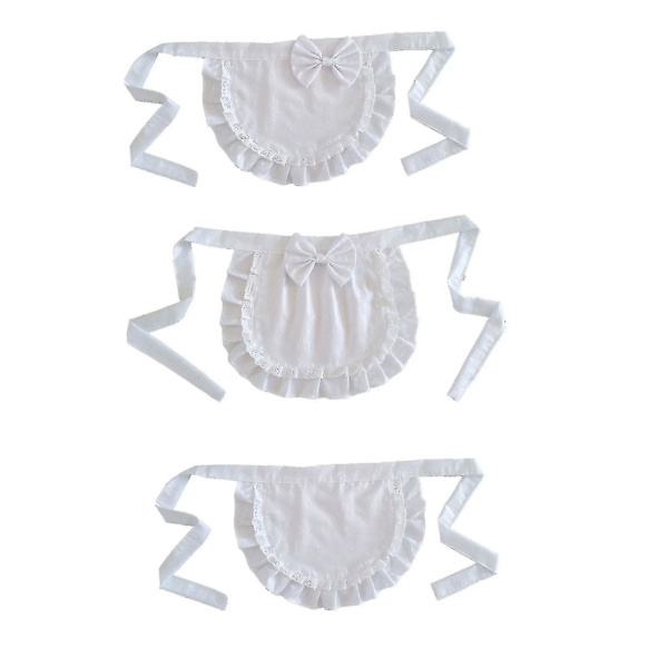Retro Förkläden Midja Förkläde För Flickor Tight Kostym Vit Bomull Halv Förkläde Fest Heta Pink-White