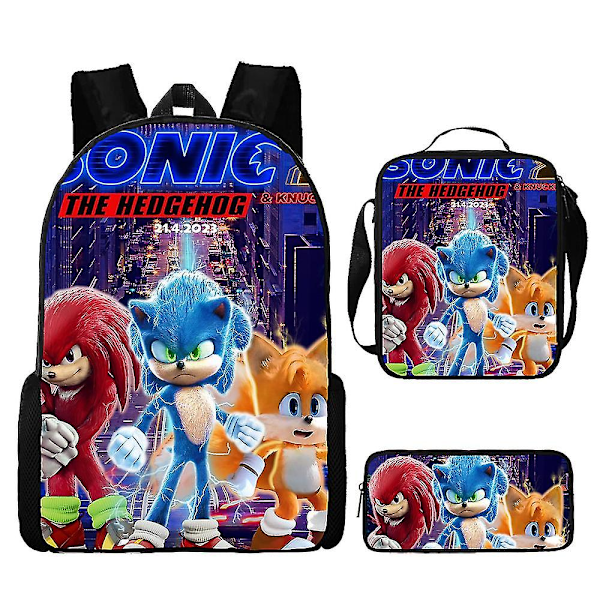 Sonic Skoletaske Sæt med Tre Dele Anime Tegneserie Rygsæk Skuldertaske Penalhus høj kvalitet 21 backpack