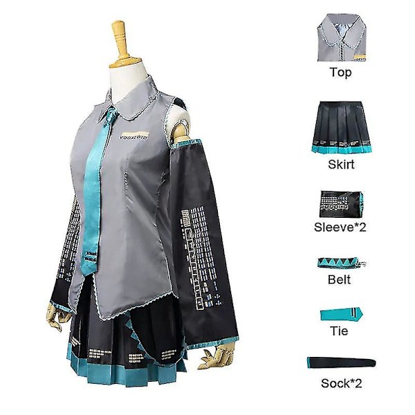 Anime Vocaloid Miku cosplay kostume paryk kjole kawaii Miku cosplay outfits halloween karneval fest kostumer Full set M