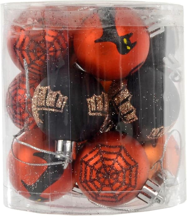 Mini Halloween-trepynt - glitrende festdekorasjon (oransje svart)