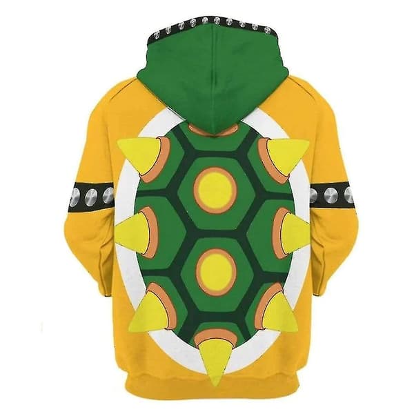Voksen Dame Herre Super Mario Hættetrøjer Vinterkostume Hættetrøje Pullover Bowser 3XL