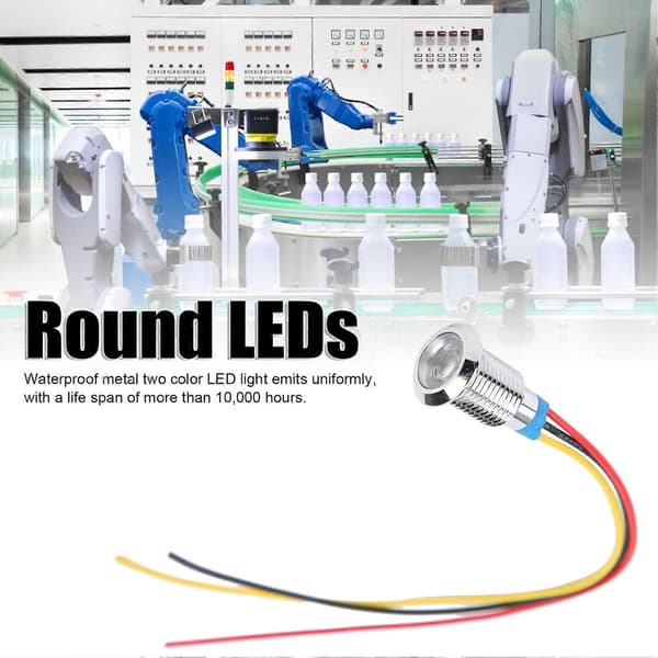 4 sett ferdigkoblede runde LED-er vanntett 2-farget indikator felles katode 10 mm 3-6V (rød og gul)
