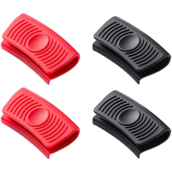 4 stycken (röd+svart) silikongrythållare, pannhandtag värme