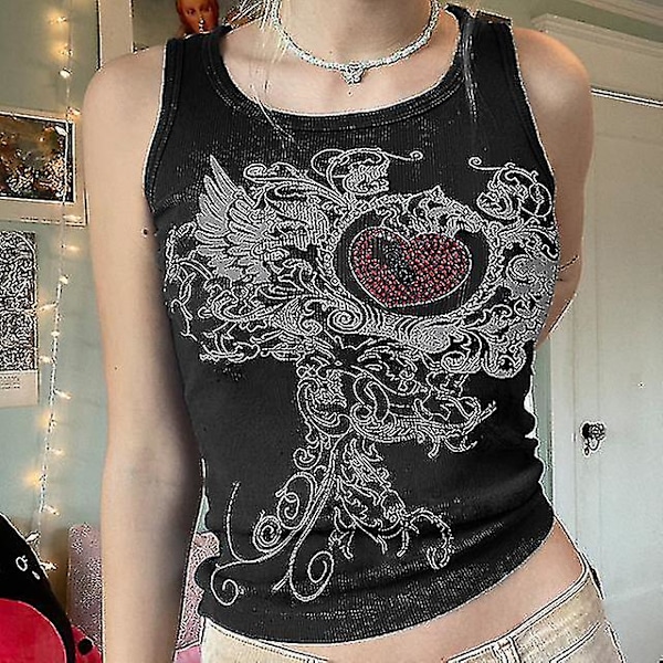 2023 Kläder Y2k Korsett Crop Top Cyber ​​Baby Tee Streetwear Gotisk Estetisk Grunge Fairy Core Ropa Sommar style 1 S