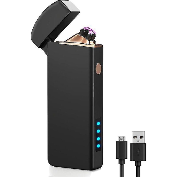 Elektrisk tändare, uppladdningsbar elektrisk dubbelbågständare med USB kabel, långvarig vindtät tändare för ljus, grillpresent för män