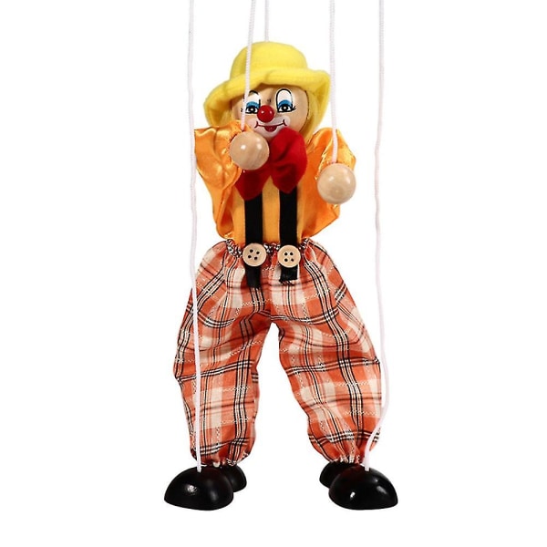 Clown Hand Marionette Puppet Leksaker Barn Trä Färgglada Marionette Puppet Dockan Förälder-barn Interaktiva Leksaker Yellow