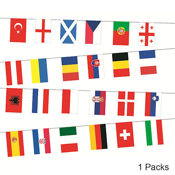 EM 2024 fotbollsmästerskap dekorationer Bunting Banderoller Snygg vägg dekorativ rekvisita för butik/bar 1 String