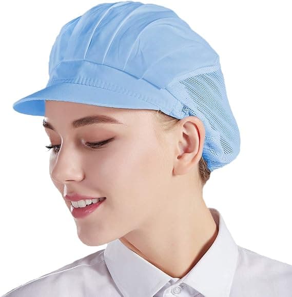 3-pack kockbasker med halvnät - Ljusblå, Unisex köksmössor med