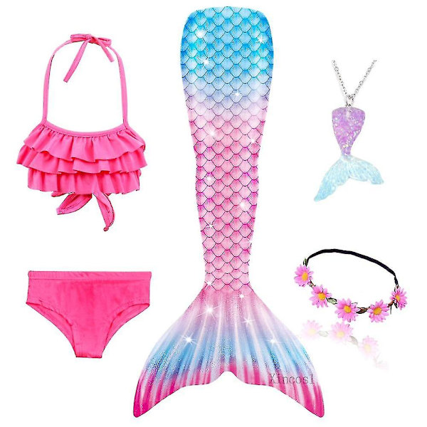 2023-5st/ set Girls Mermaid Tail Baddräkt Barn Den lilla sjöjungfrun Kostym Cosplay Strandkläder Baddräkt-1 Package 16 110