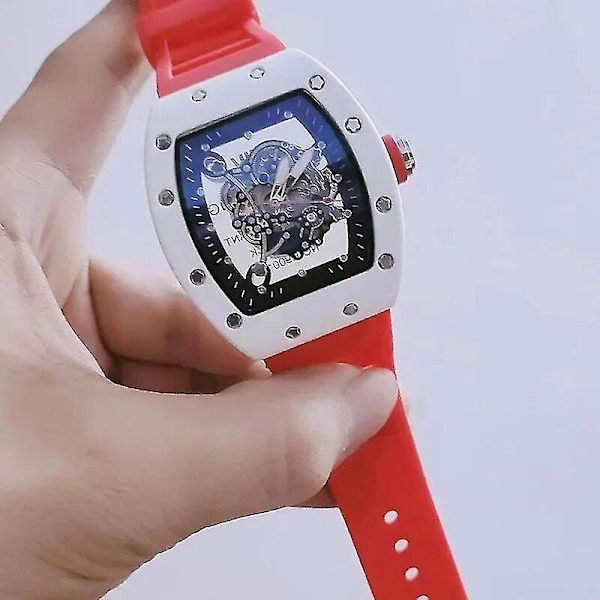 Toppmärket automatisk sportkörning sekunder 3 stift transparent botten fullfunktion herr lyx RM watch herr kvarts watch 11