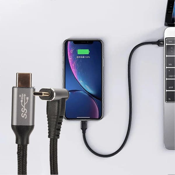 90 graders USB C-kabel 4K 60Hz stöder PD100W Typ C 3.1 Gen2 Fullfunktion USB C snabbladdningskabel för Steam Deck 200cm/78.7in