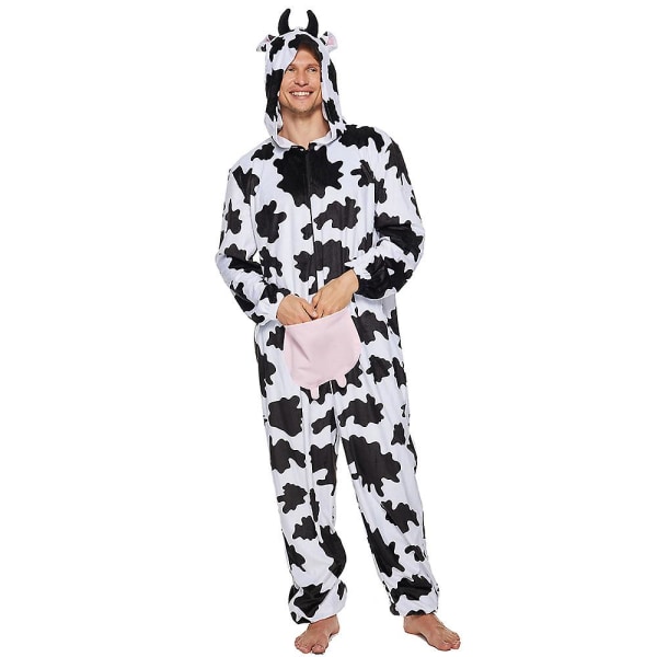 Haoween Pyjamas Vuxen Cow Down Käder Mjök Spea Kostym Cospay Kostym L l